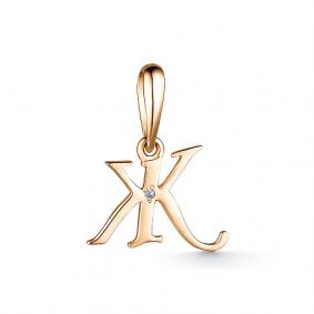 Золотая подвеска-буква Ж АЛЬКОР с бриллиантом 35364-100 35364-100 фото