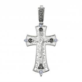 Подвеска-крест из черненого серебра Распятие Христово ЮЗ Елизавета с фианитом 3547-4ф 3547-4ф фото