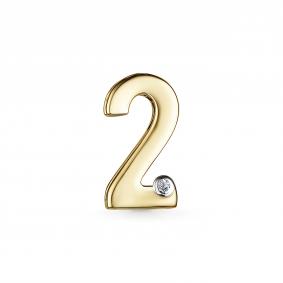 Подвеска из лимонного золота цифра 2 АЛЬКОР с бриллиантом 35491-300 35491-300 фото