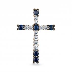 Золотая подвеска АЛЬКОР 35707-102 с бриллиантом и сапфиром 35707-102 фото