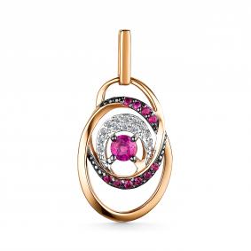 Золотая подвеска АЛЬКОР 35809-103 с бриллиантом и рубином 35809-103 фото