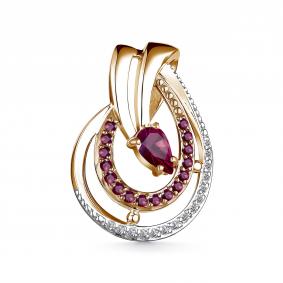 Золотая подвеска АЛЬКОР 35810-103 с бриллиантом и рубином 35810-103 фото