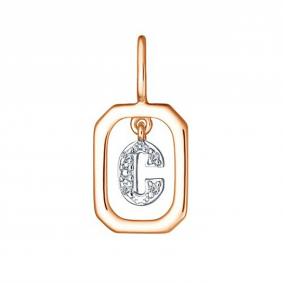 Золотая подвеска-буква С АЛЬКОР с бриллиантом 35891-100 35891-100 фото