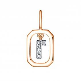 Золотая подвеска-буква Г АЛЬКОР с бриллиантом 35893-100 35893-100 фото