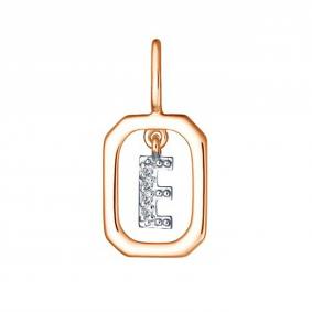 Золотая подвеска-буква Е АЛЬКОР с бриллиантом 35895-100 35895-100 фото