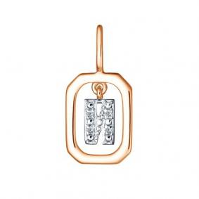 Золотая подвеска АЛЬКОР 35896-100 с бриллиантом 35896-100 фото