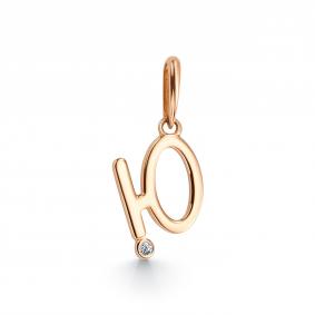 Золотая подвеска-буква Ю АЛЬКОР с бриллиантом 35902-100 35902-100 фото