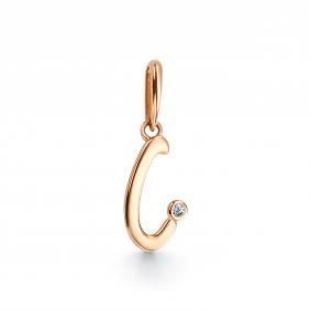 Золотая подвеска-буква С АЛЬКОР с бриллиантом 35904-100 35904-100 фото