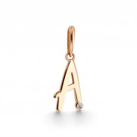 Золотая подвеска-буква А АЛЬКОР с бриллиантом 35906-100 35906-100 фото