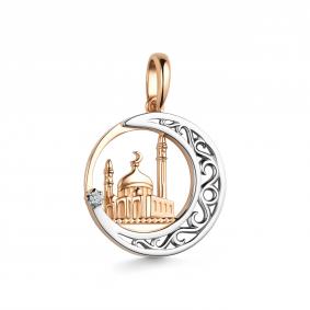 Золотая подвеска АЛЬКОР 35975-100 с бриллиантом 35975-100 фото