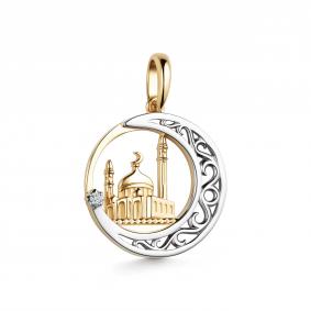 Подвеска из лимонного золота АЛЬКОР 35975-300 с бриллиантом 35975-300 фото