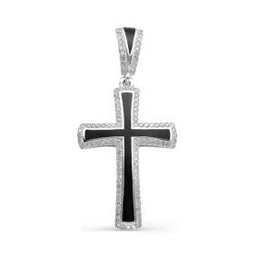 Подвеска из белого золота АЛЬКОР 3599-200 с бриллиантом и эмалью 3599-200 фото
