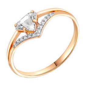Золотое кольцо Золотые узоры 36-0040 с кристаллом Swarovski 36-0040 фото