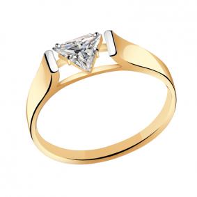 Золотое кольцо Золотые узоры 36-0041 с кристаллом Swarovski 36-0041 фото