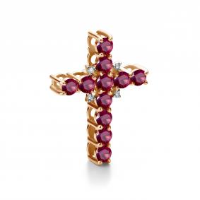 Золотая подвеска АЛЬКОР 36242-103 с бриллиантом и рубином 36242-103 фото