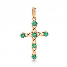 Золотая подвеска АЛЬКОР 36246-101 с изумрудом 36246-101 фото