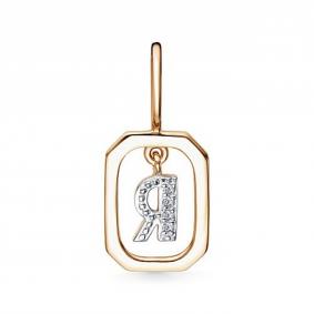 Золотая подвеска-буква Я АЛЬКОР с бриллиантом 36306-100 36306-100 фото