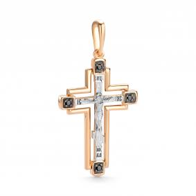 Золотая подвеска АЛЬКОР 36980-113 с чёрным бриллиантом 36980-113 фото