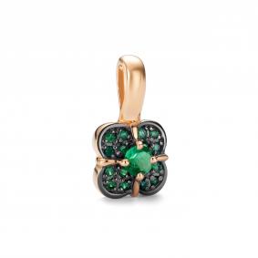 Золотая подвеска АЛЬКОР 37061-101 с изумрудом 37061-101 фото