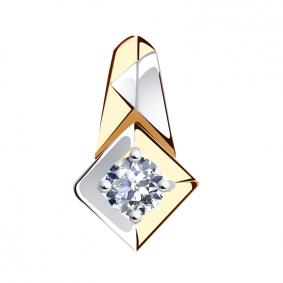 Золотая подвеска Золотые узоры 38-0006 с кристаллом Swarovski 38-0006 фото