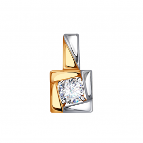 Золотая подвеска Золотые узоры 38-0008 с кристаллом Swarovski 38-0008 фото