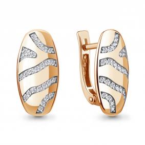 Золотые серьги AQUAMARINE 400051 с фианитом 400051 фото