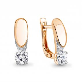 Золотые серьги AQUAMARINE 400338 с фианитом 400338 фото