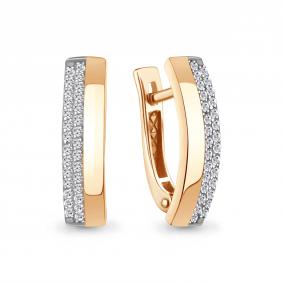 Золотые серьги AQUAMARINE 400388 с фианитом 400388 фото