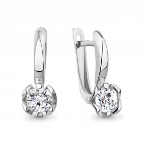 Серьги из белого золота AQUAMARINE 400857б с фианитом 400857б фото