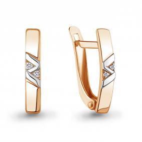 Золотые серьги AQUAMARINE 400886 с фианитом 400886 фото