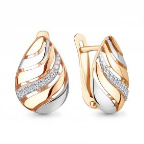 Золотые серьги AQUAMARINE 400937 с фианитом 400937 фото