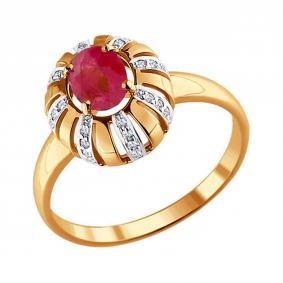 Золотое кольцо SOKOLOV 4010592 с бриллиантом и рубином 4010592 фото