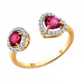 Золотое кольцо SOKOLOV 4010766 с бриллиантом и рубином 4010766 фото