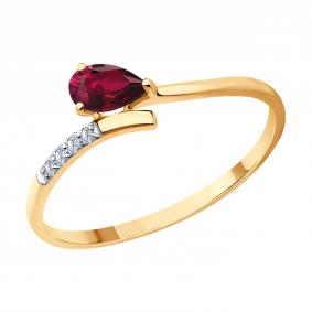 Золотое кольцо SOKOLOV 4010776 с бриллиантом и рубином 4010776 фото