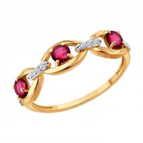 Золотое кольцо SOKOLOV 4010788 с бриллиантом и рубином 4010788 фото