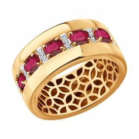 Золотое кольцо SOKOLOV 4010789 с бриллиантом и рубином 4010789 фото