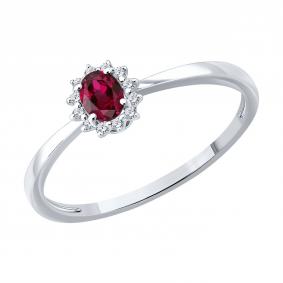 Золотое кольцо SOKOLOV 4010790-3 с бриллиантом и рубином 4010790-3 фото