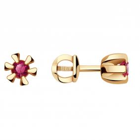 Золотые серьги Александра 4020110ск с рубином 4020110ск фото
