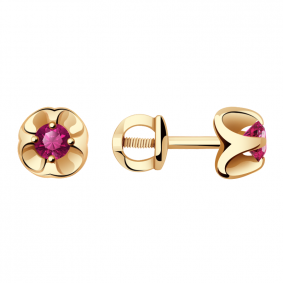 Золотые серьги Александра 4020120ск с рубином 4020120ск фото