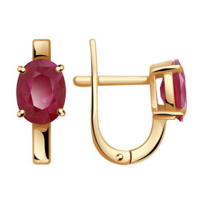 Золотые серьги Александра 4020498ск с рубином 4020498ск фото
