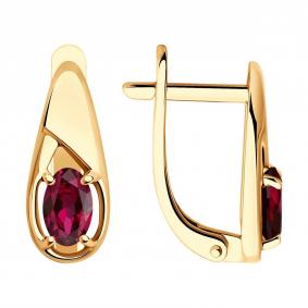 Золотые серьги SOKOLOV 4020748 с рубином 4020748 фото