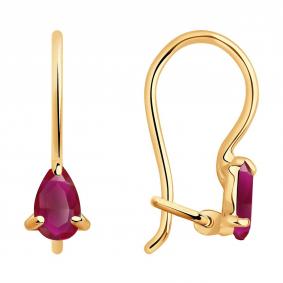 Золотые серьги SOKOLOV 4020752 с рубином 4020752 фото