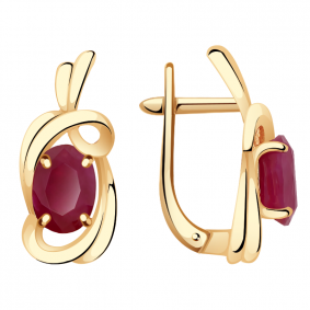 Золотые серьги Александра 4021041ск с рубином 4021041ск фото