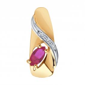 Золотая подвеска SOKOLOV 4030116 с бриллиантом и рубином 4030116 фото