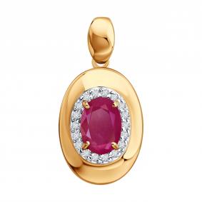 Золотая подвеска SOKOLOV 4030206 с бриллиантом и рубином 4030206 фото