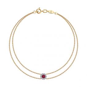 Золотой браслет SOKOLOV 4050029 с бриллиантом и рубином 4050029 фото