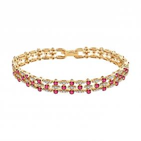 Золотой браслет SOKOLOV 4050042 с бриллиантом и рубином 4050042 фото