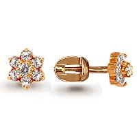 Золотые серьги AQUAMARINE 40607 с фианитом 40607 фото