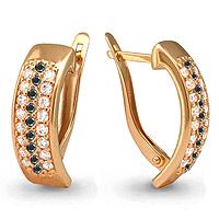 Золотые серьги AQUAMARINE 40757Ч с фианитом и ювелирным кристаллом 40757Ч фото
