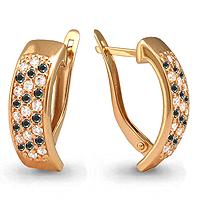 Золотые серьги AQUAMARINE 40758Ч с фианитом и ювелирным кристаллом 40758Ч фото